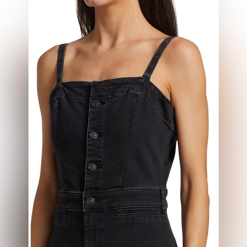 Paige Anessa Dark Grey Black Wash Culotte Denim Jumpsuit